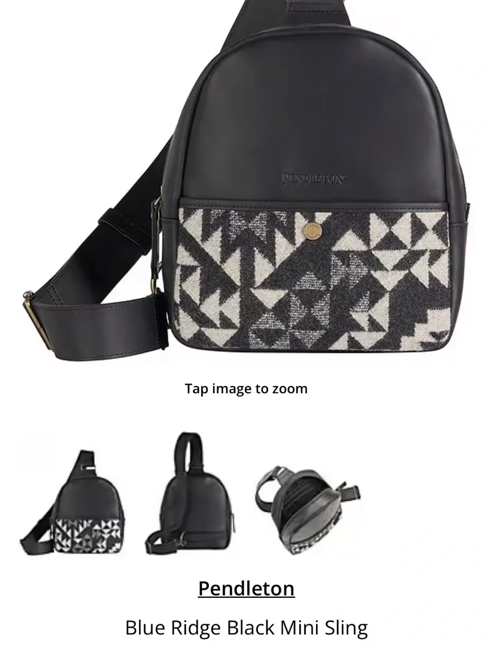 New Pendleton Black Leather Blue Ridge Sling Crossbody Backpack